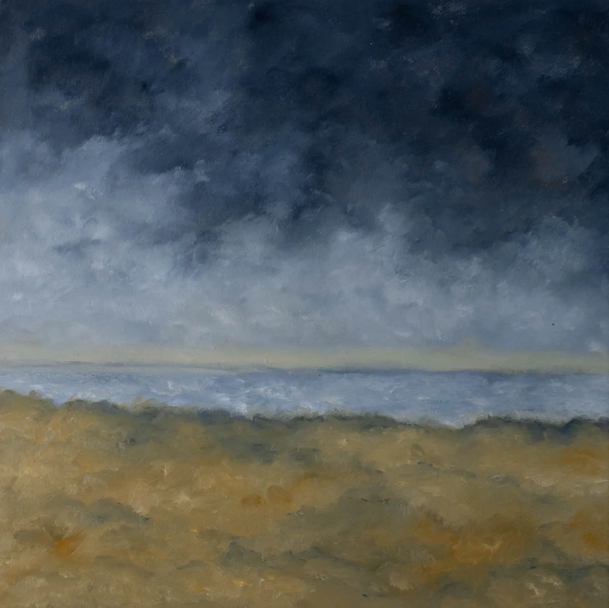 Contemporary landscape painting by Karibou - “Marine a l'orage” 20¾" x 20¾"