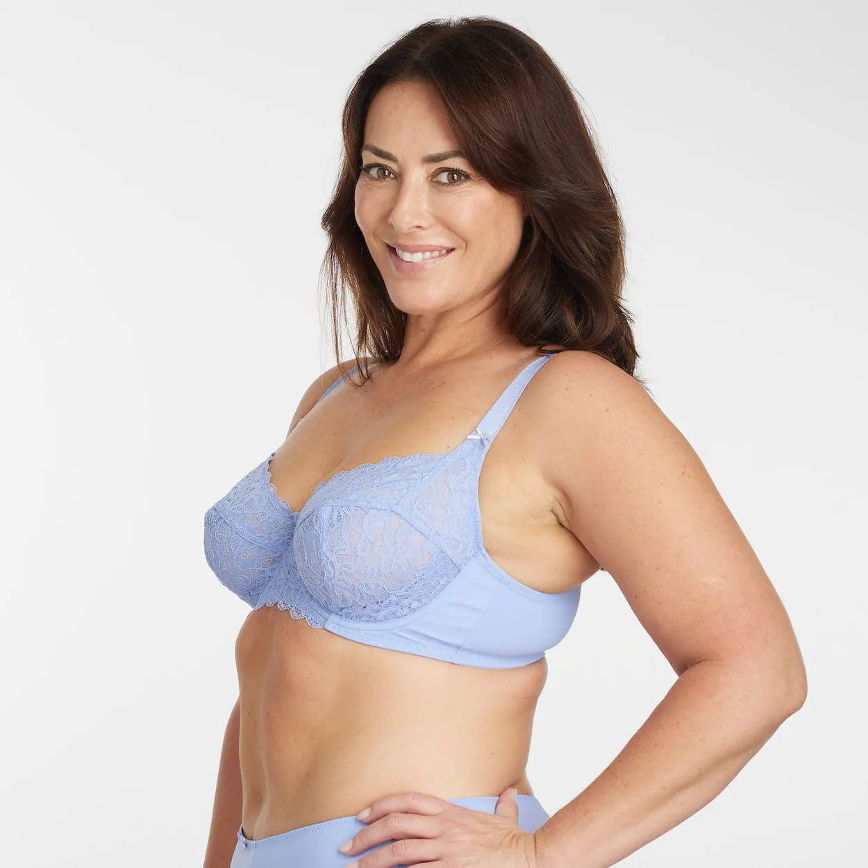 Contrast Lace Full Cup Bra - Lavender Lustre