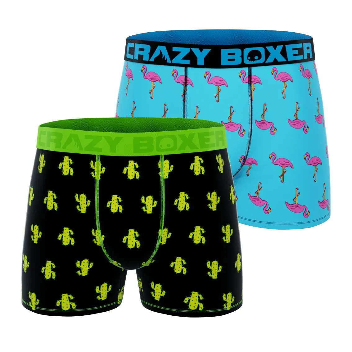 CRAZYBOXER Mini Flamingo Cactus Men's Boxer Briefs (2 pack)