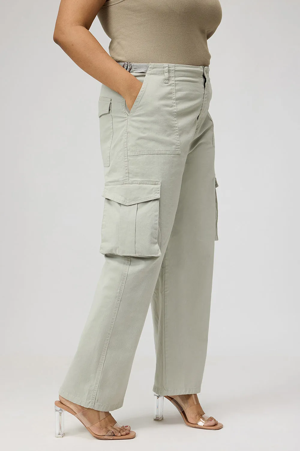 Curve Mint Green Cargo Pants