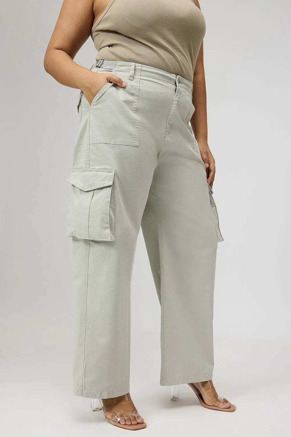 Curve Mint Green Cargo Pants