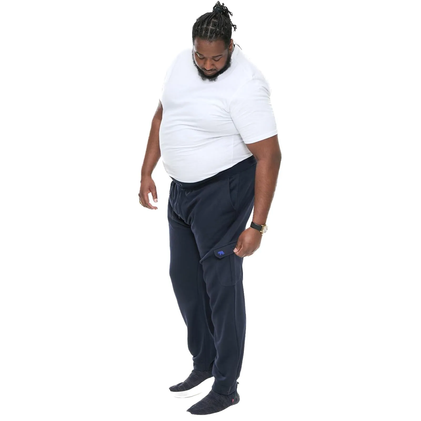 D555 Mens Tilden Big Tall Cargo Pocket Joggers - Navy - 5XL