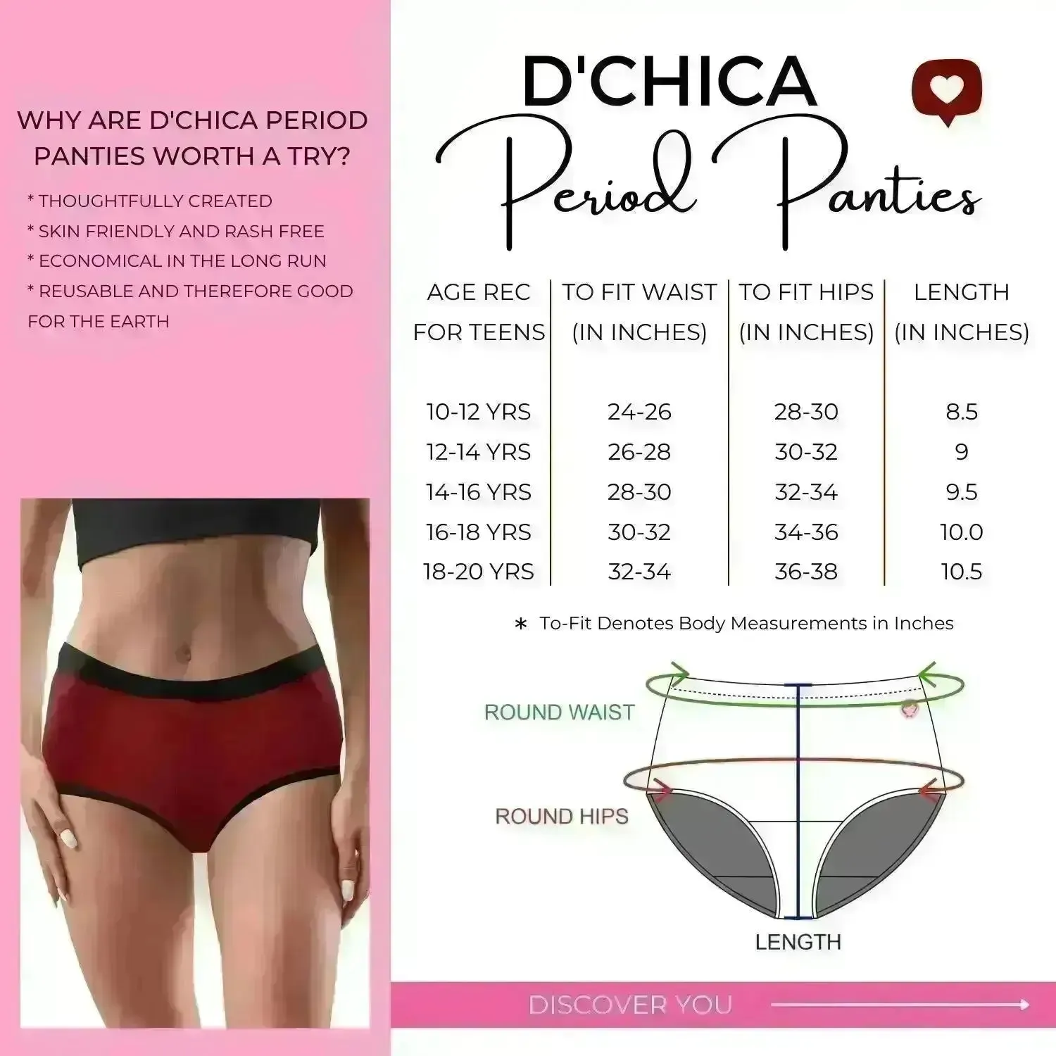 D'chica Future Print Eco-Friendly Period Panties for Pad-Free Periods in Dark Grey