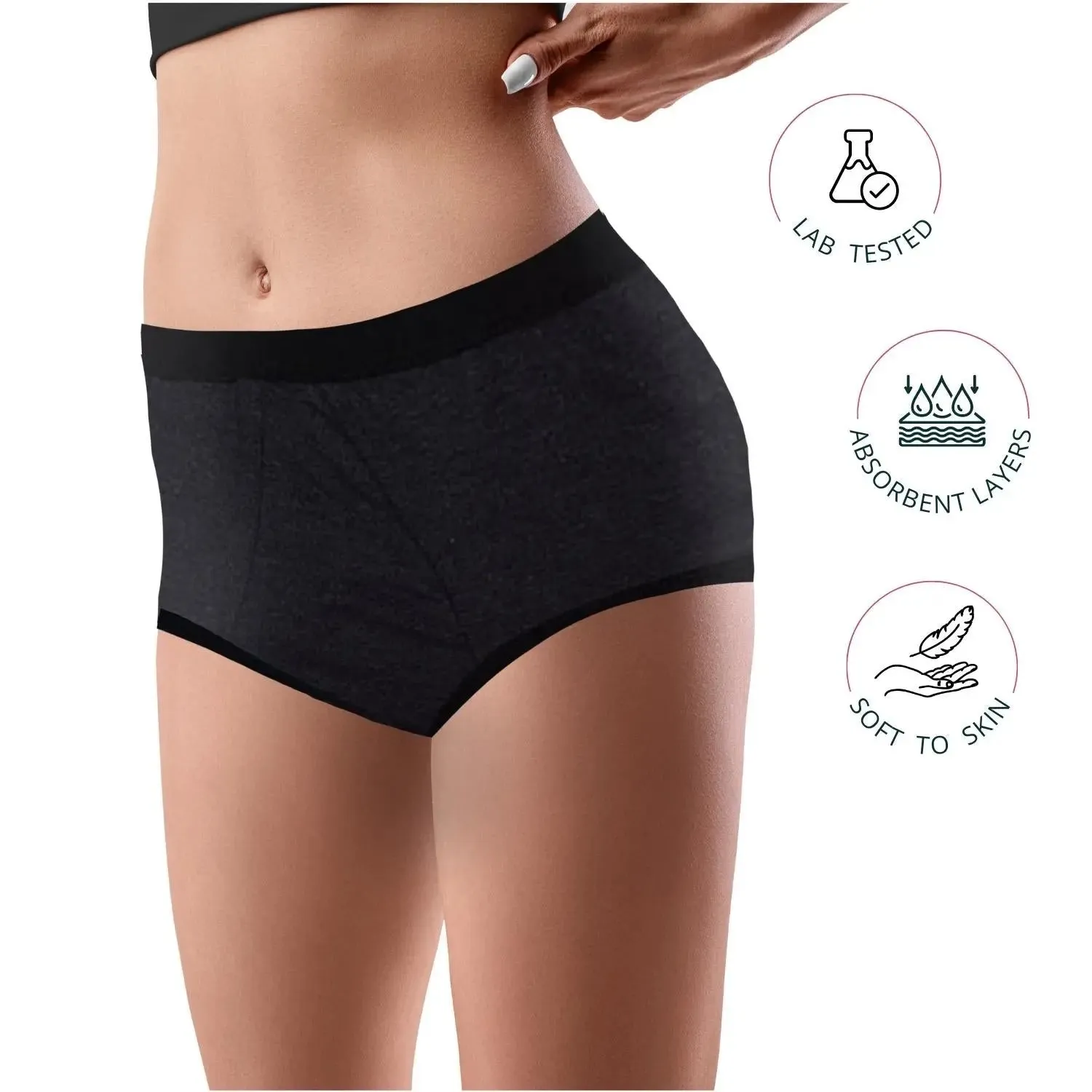 D'chica Future Print Eco-Friendly Period Panties for Pad-Free Periods in Dark Grey