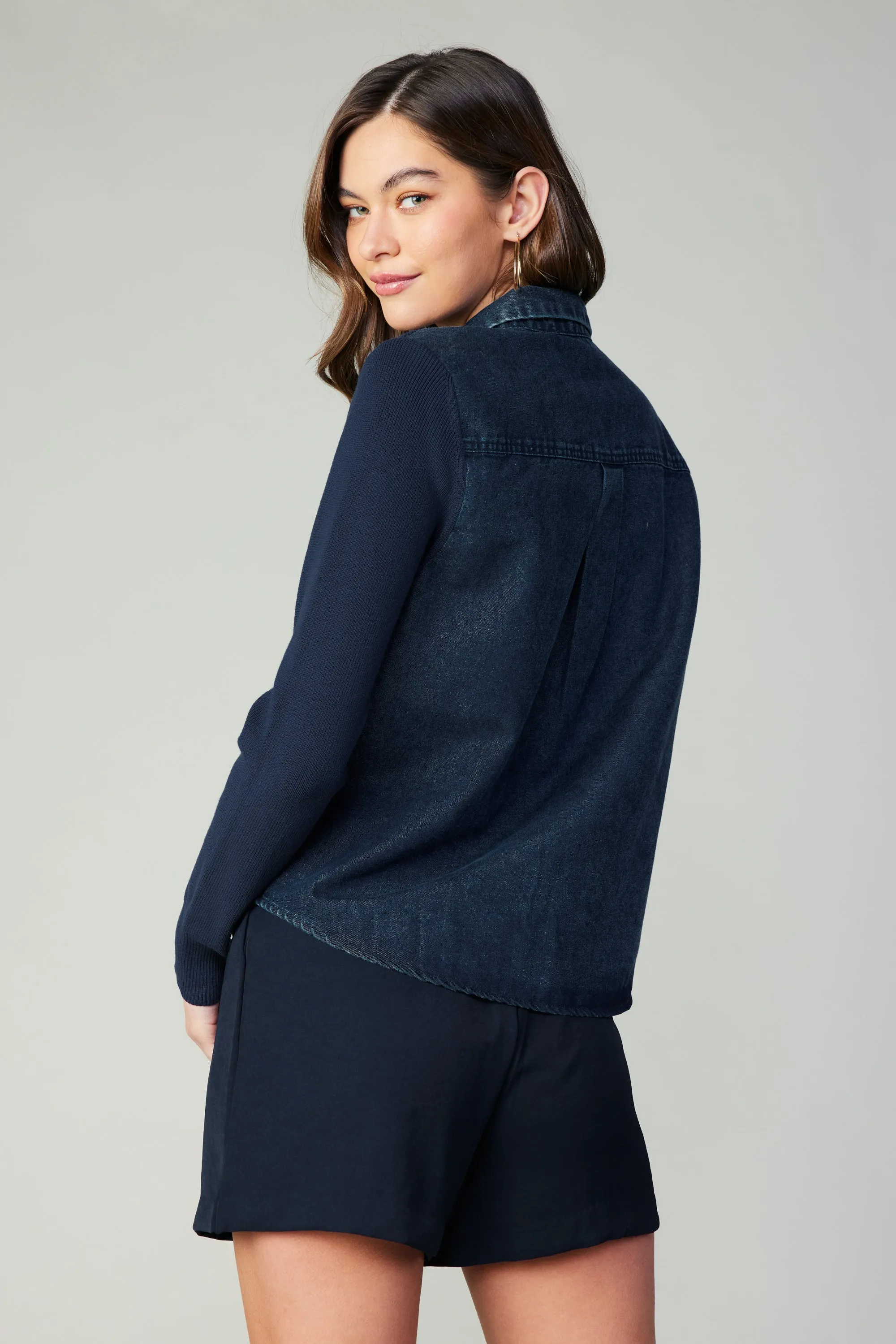 Denim Layered Sweater Top