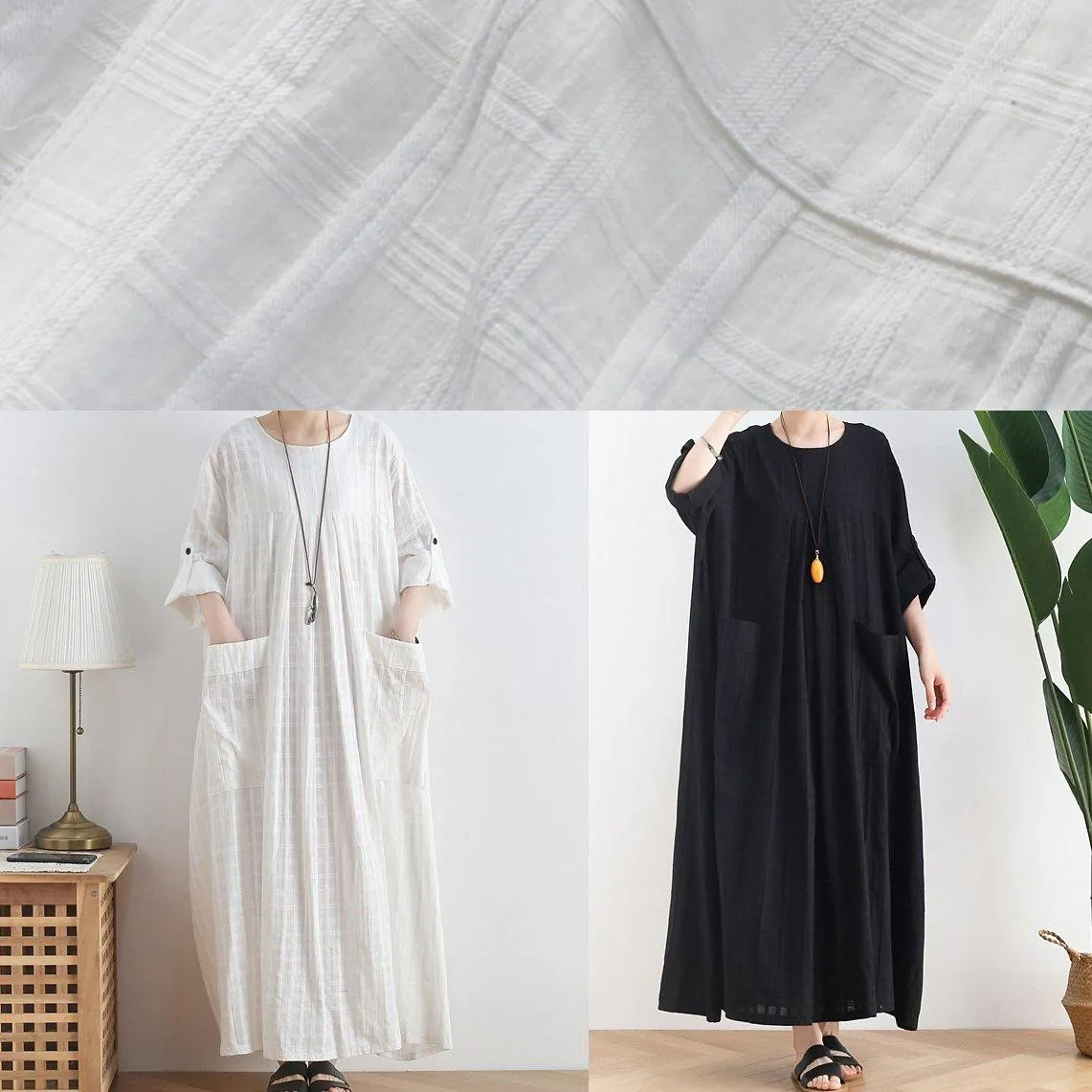 DIY o neck Batwing Sleeve cotton summerTunics Outfits white Robe Dresses