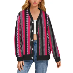 eclectic stripe print 4 Women's Ribbed Cardigan (Model H73)