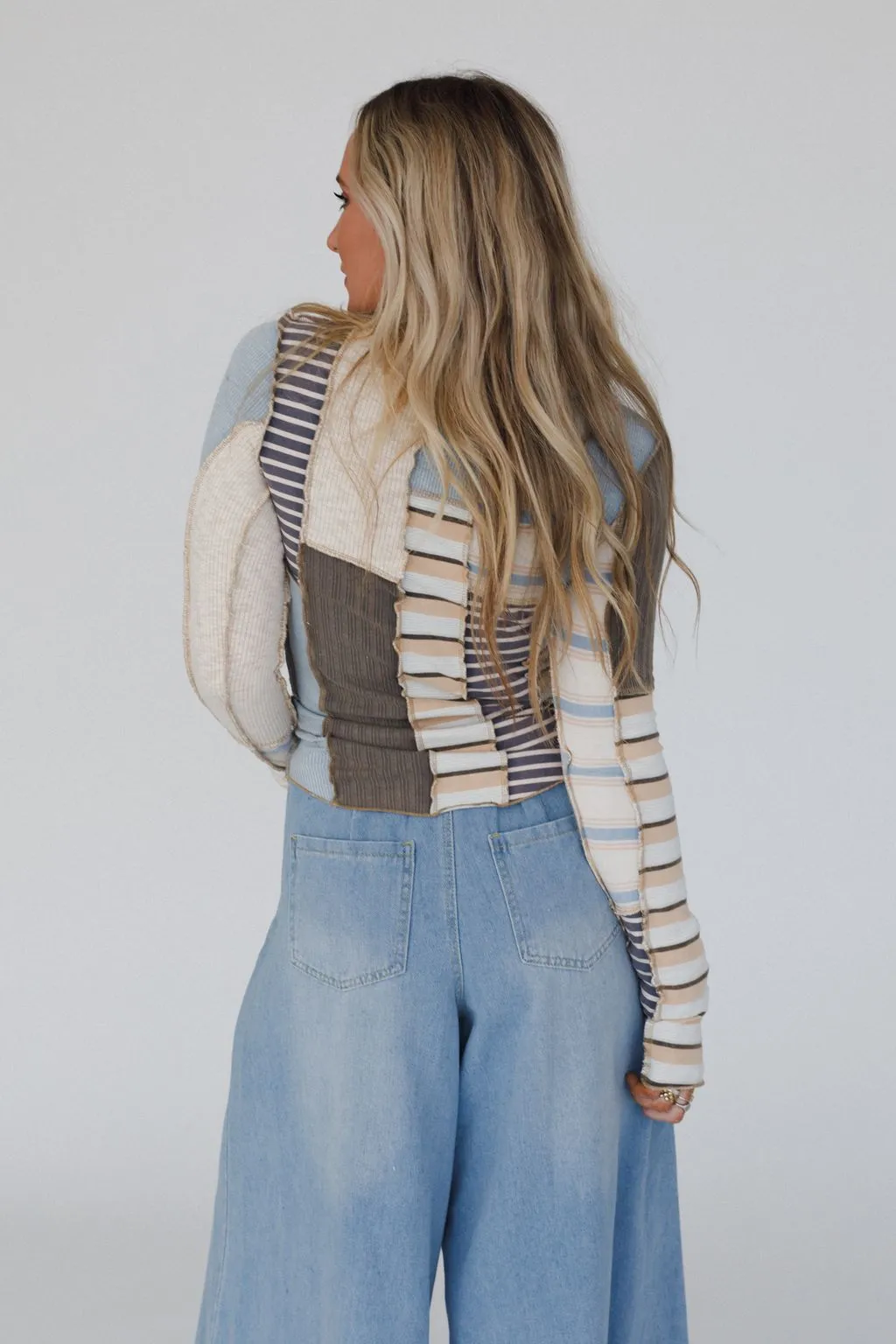 Eclectic Stripes Top - Taupe