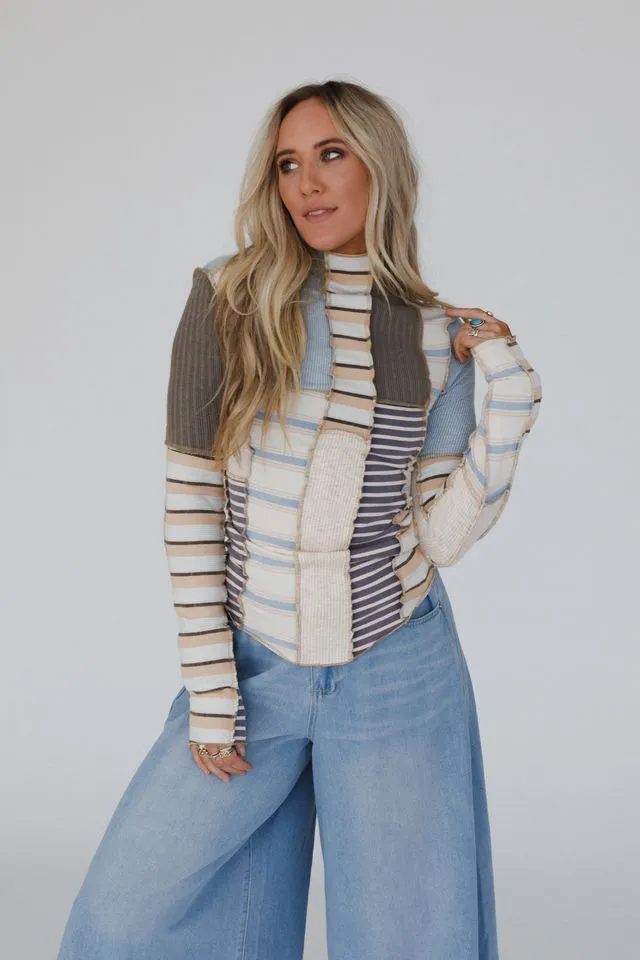 Eclectic Stripes Top - Taupe