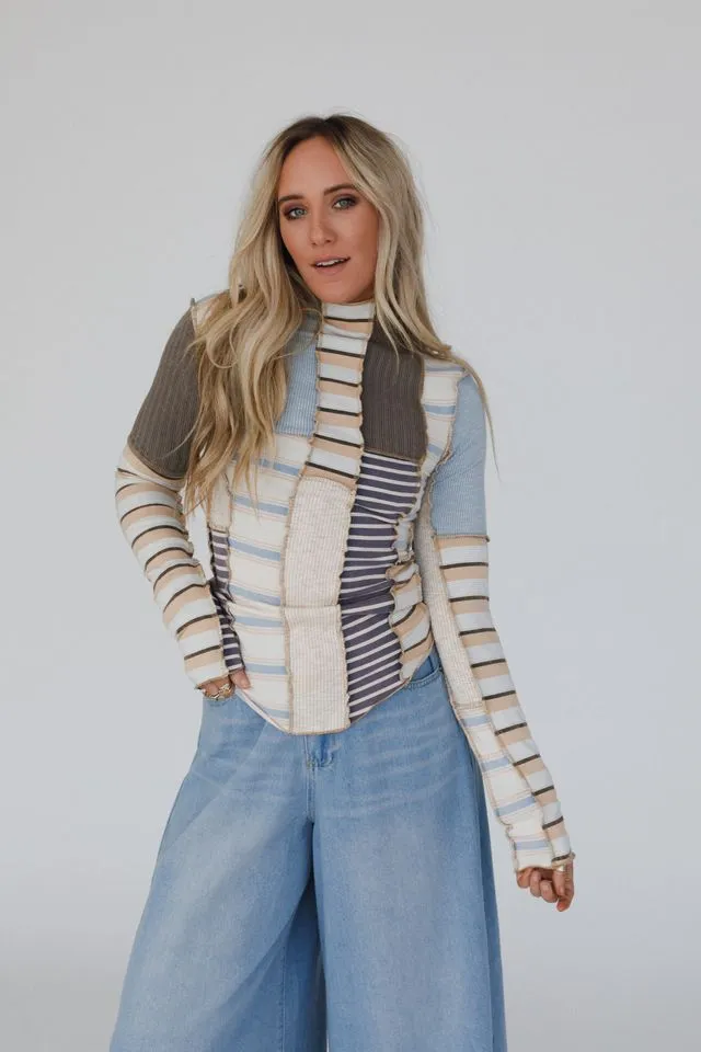 Eclectic Stripes Top - Taupe