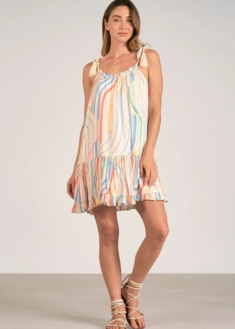 Elan Rita Babydoll Mini Dress - Multi Santa Barbara ***FINAL SALE***