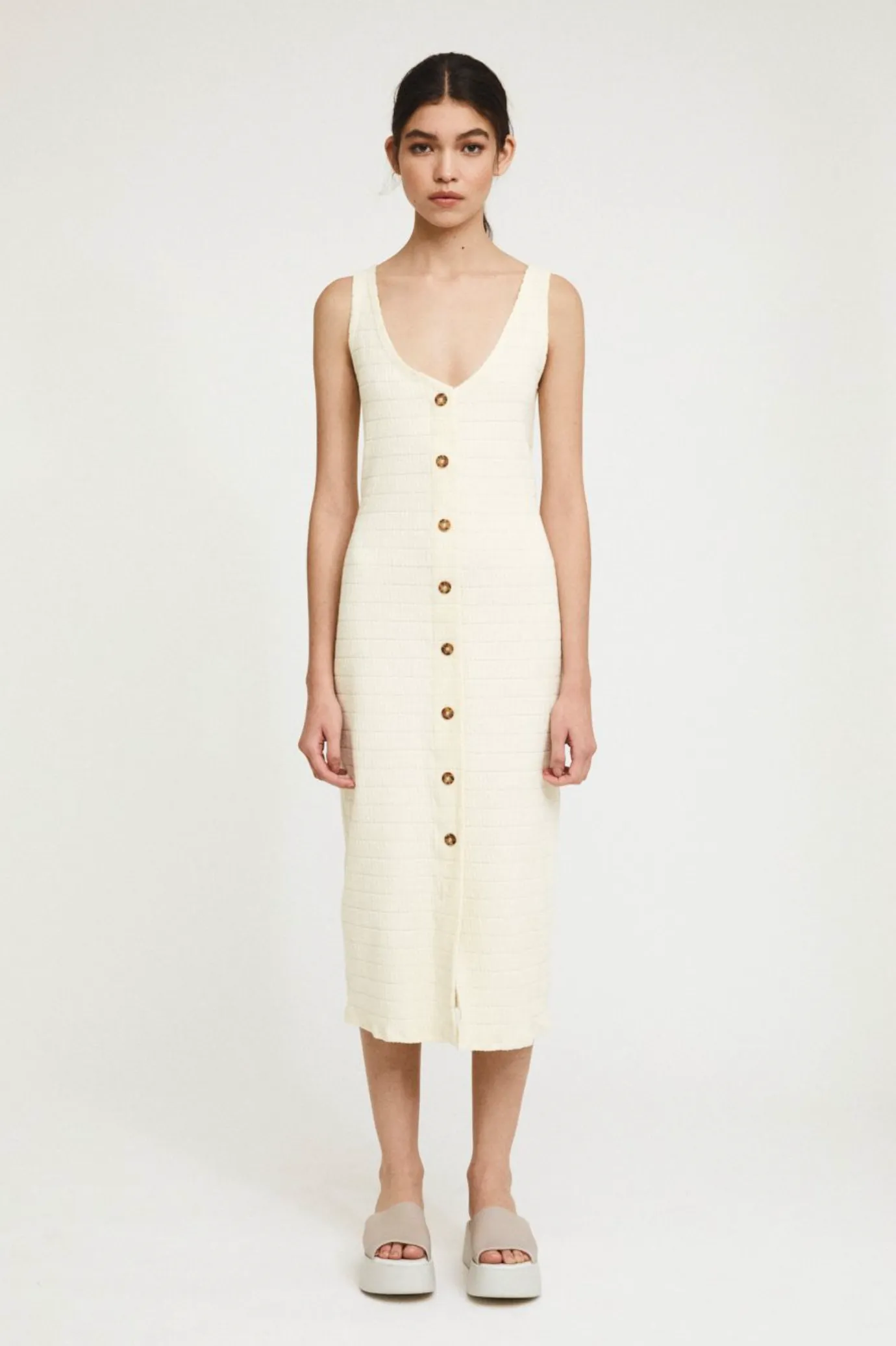 fitted knit dress - virginia - beige