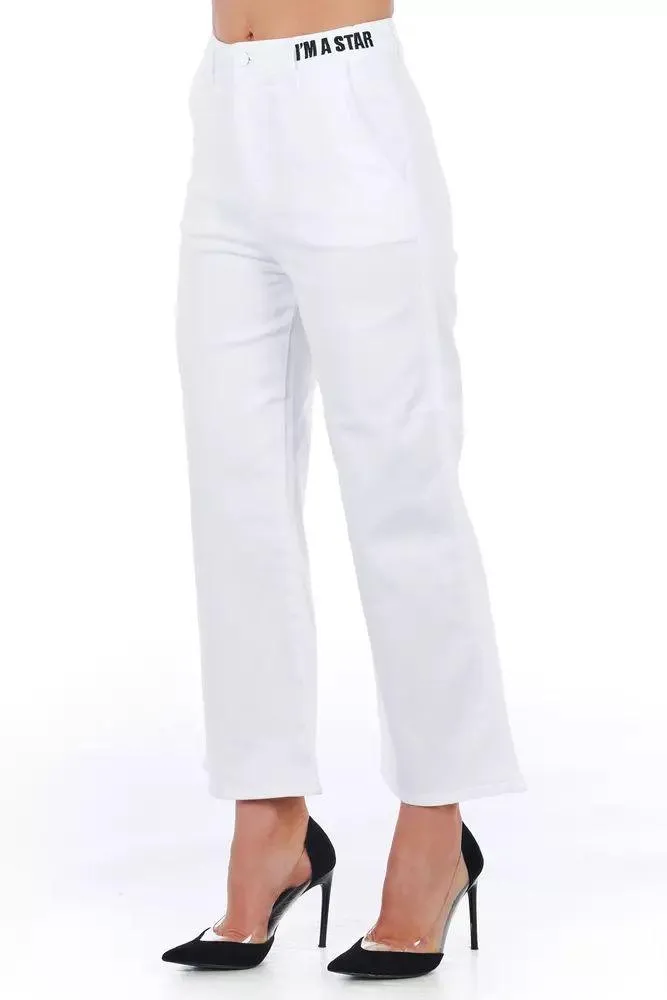 Frankie Morello White Cotton Jeans & Pant