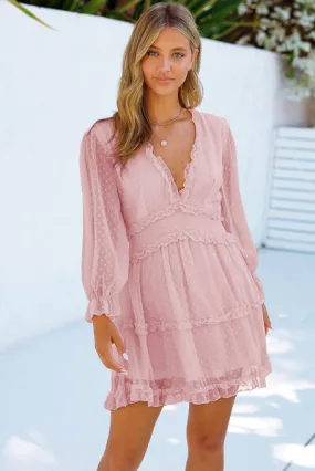 Frill Pink Summer Mini Dress