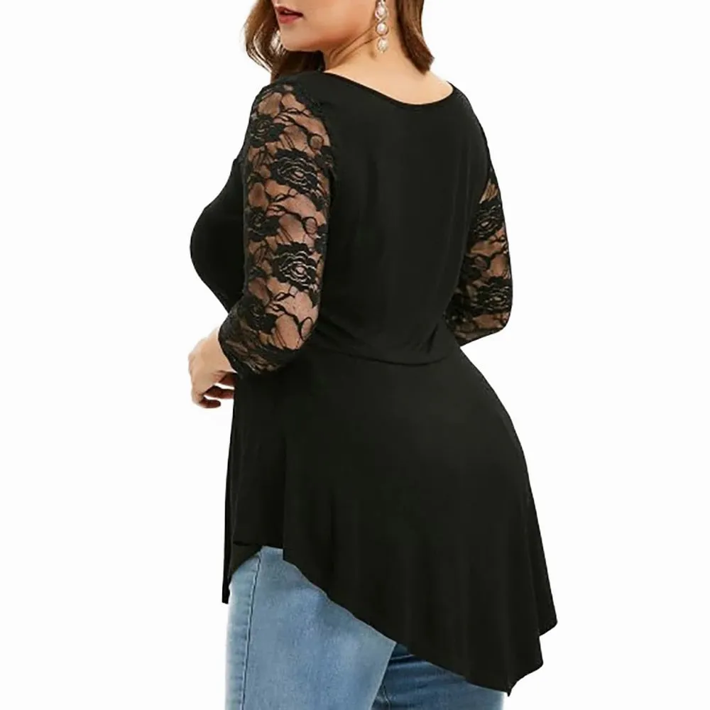 Funki Buys | Shirts | Women's Sexy Lace Spliced Plus Size Shirt