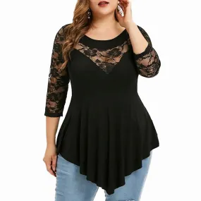 Funki Buys | Shirts | Women's Sexy Lace Spliced Plus Size Shirt