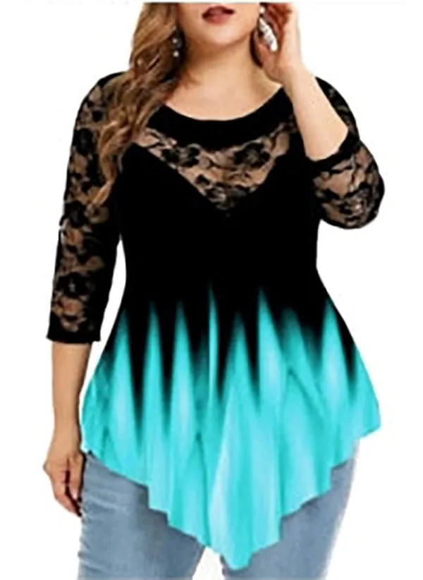 Funki Buys | Shirts | Women's Sexy Lace Spliced Plus Size Shirt