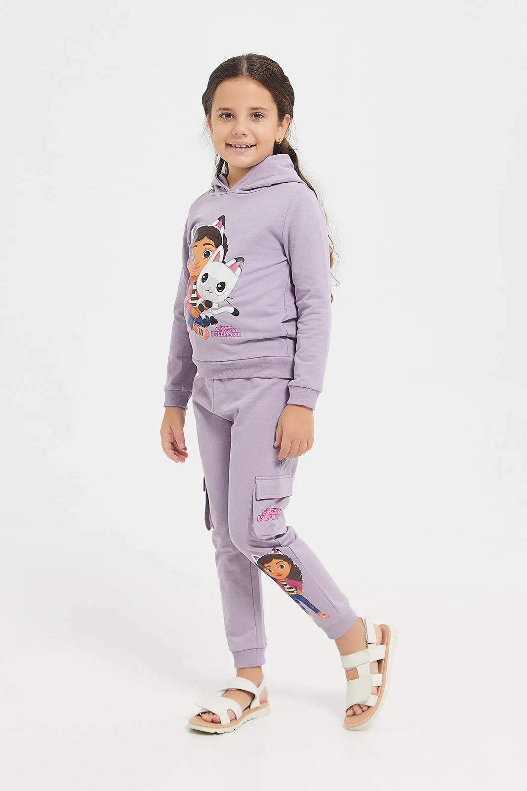 Girls Lilac Gabby'S Dollhouse Printed Track Pants