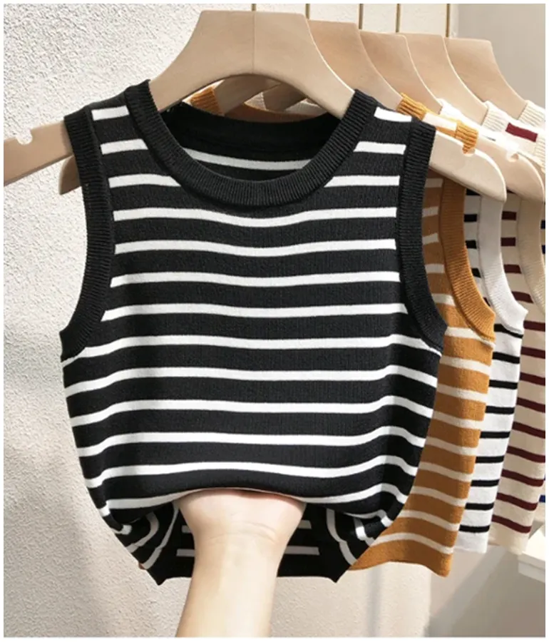 Girl's Striped Cropped Tank Top OS