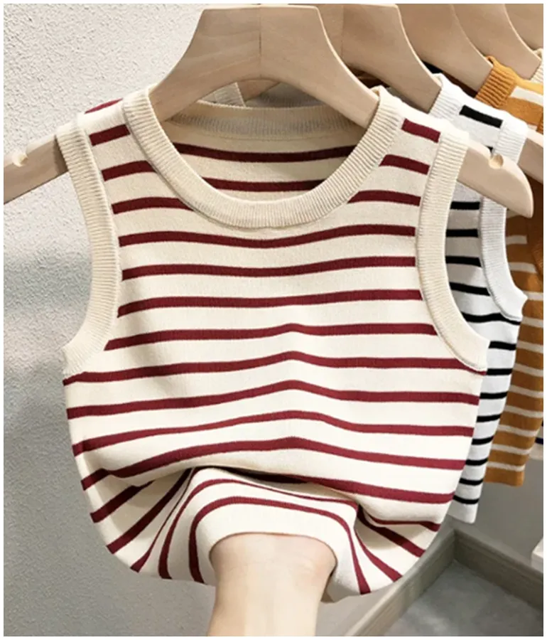 Girl's Striped Cropped Tank Top OS