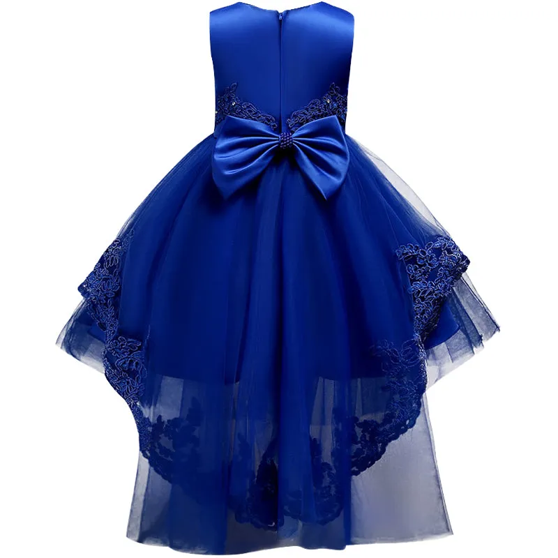 Girls Swallowtail Embroidered Blue Dress, Size 3-14yrs