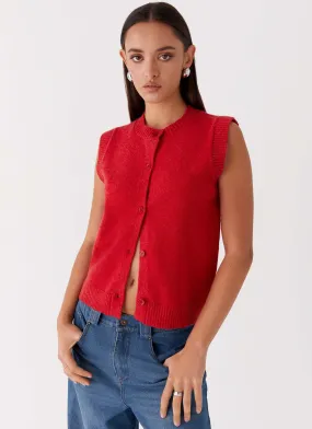 Hanson Knit Vest Top - Red