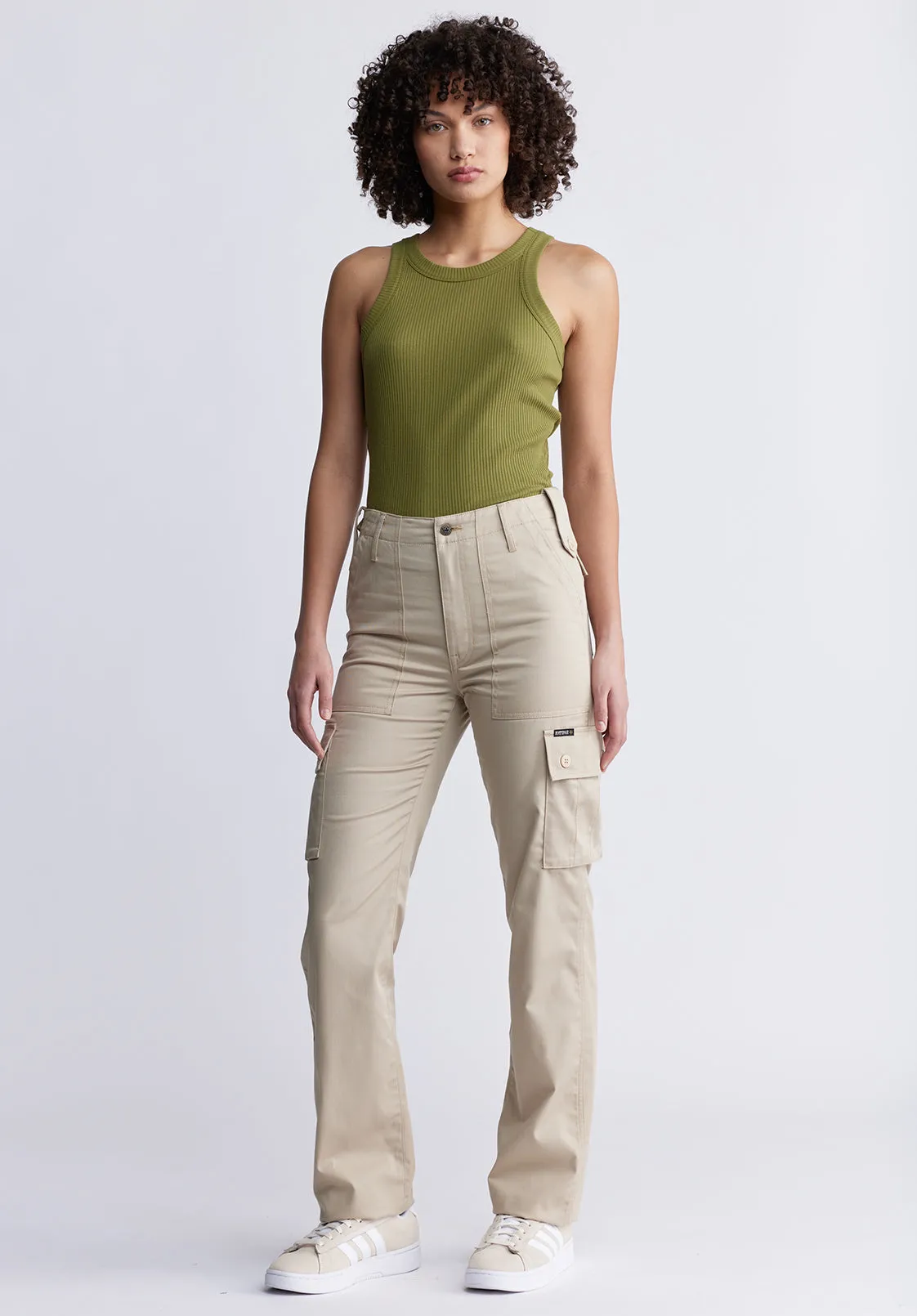 High Rise Loose Straight Jane Women's Pants in Beige - BL15975