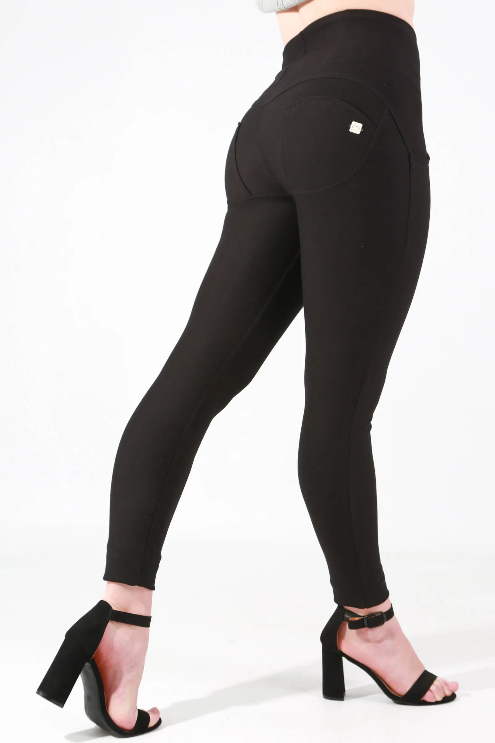 High waist Butt lifting shaping pants -  Wool blend black