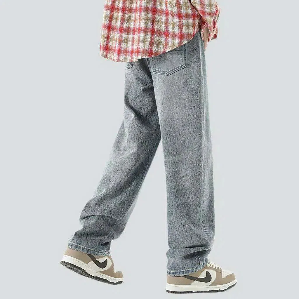 High-waist men's hip-hop jeans