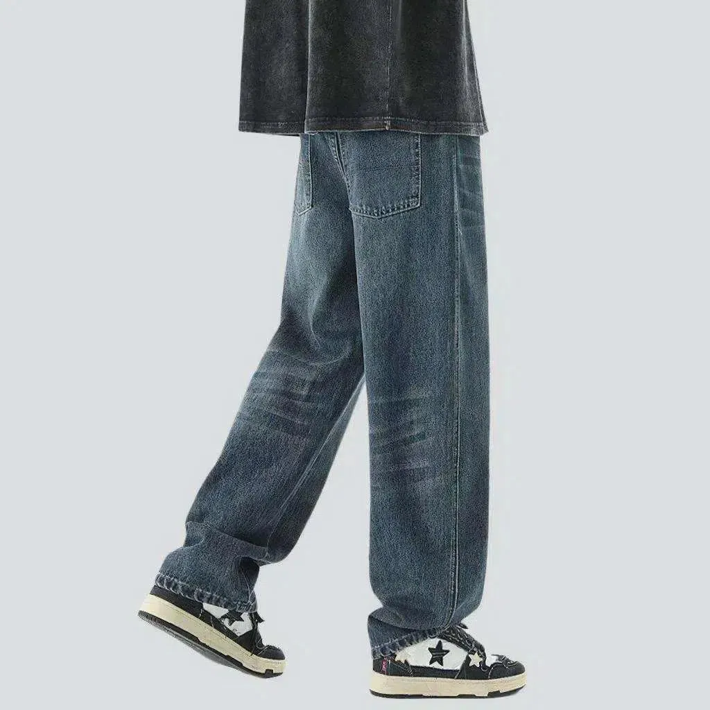 High-waist men's hip-hop jeans