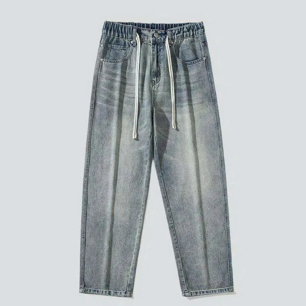 High-waist men's hip-hop jeans