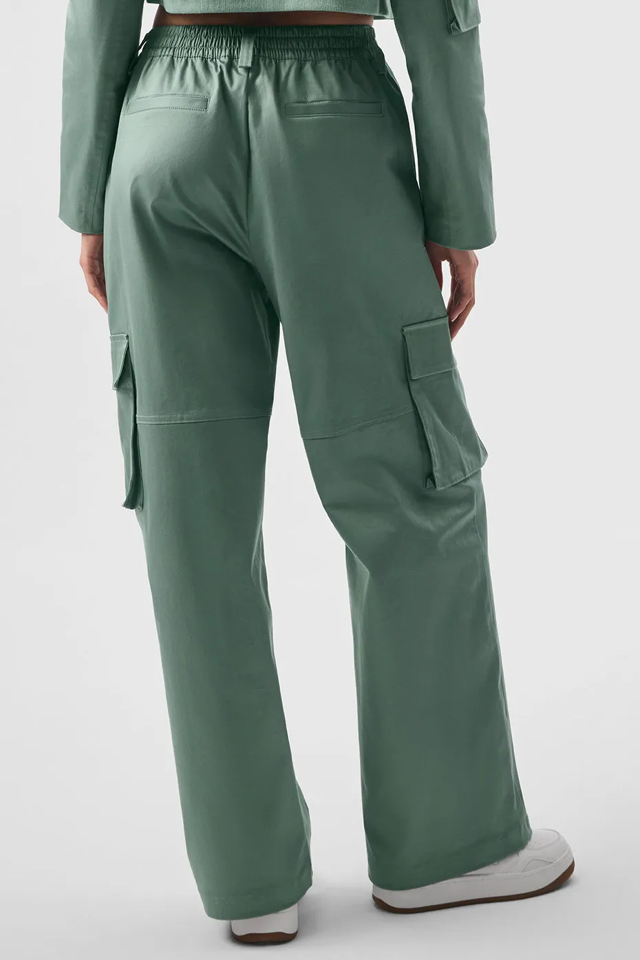 High-Waist Night Out Cargo Trouser - Botanical Green