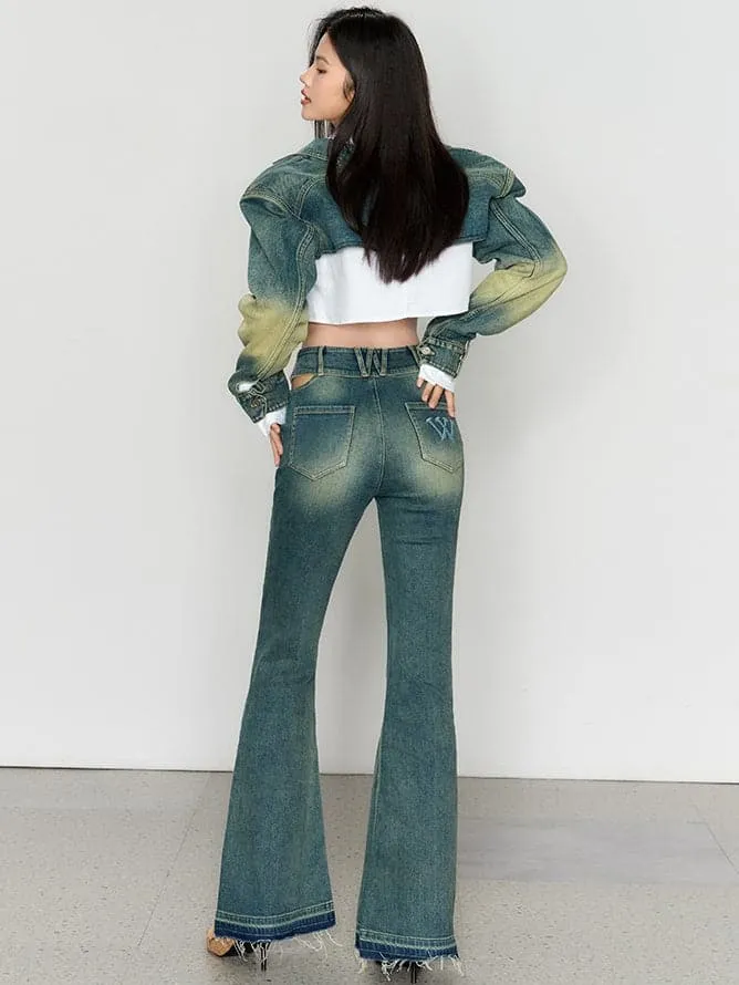 High Waist Retro Wash Bootcut Jeans