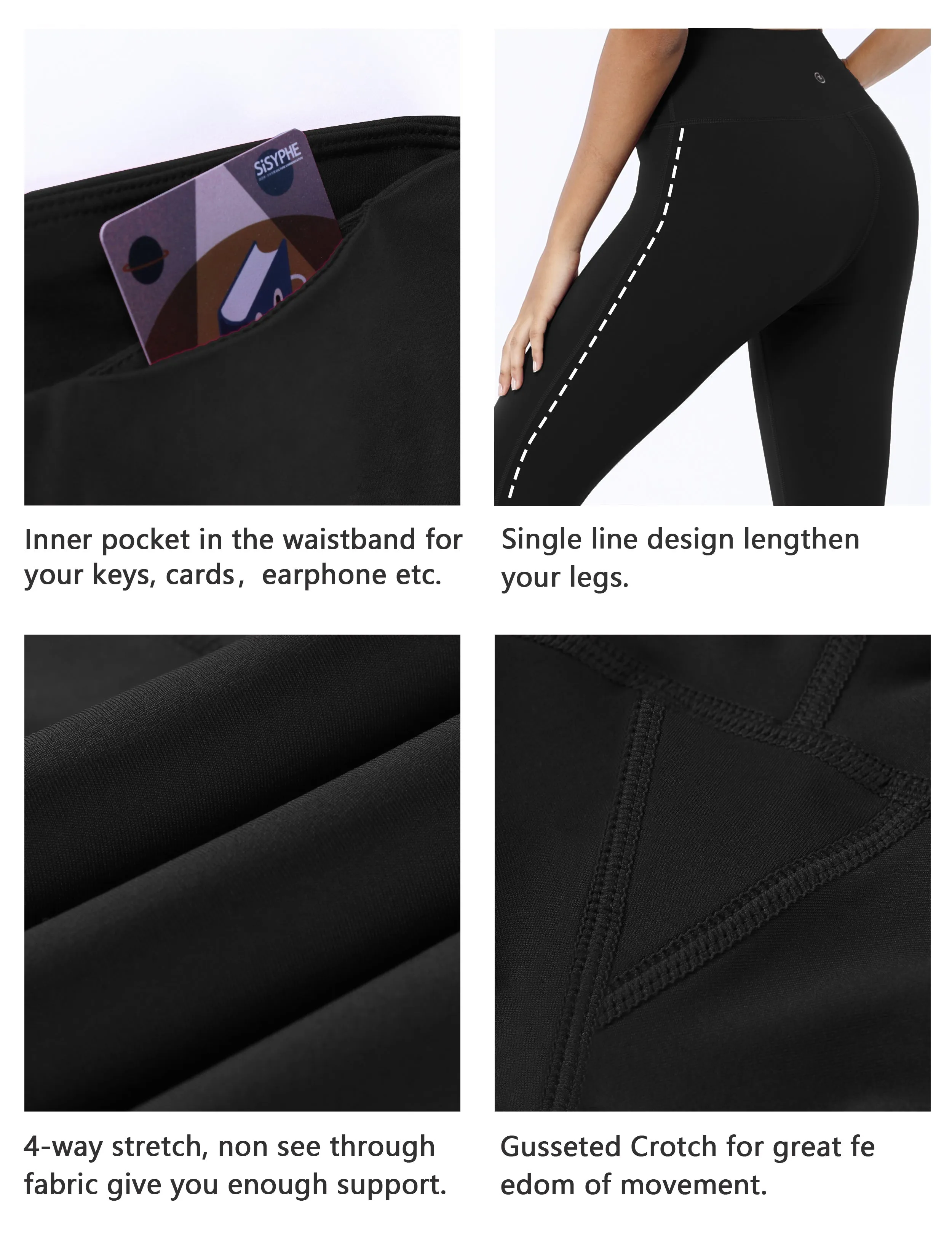 High Waist Side Line Yoga Pants black_yoga