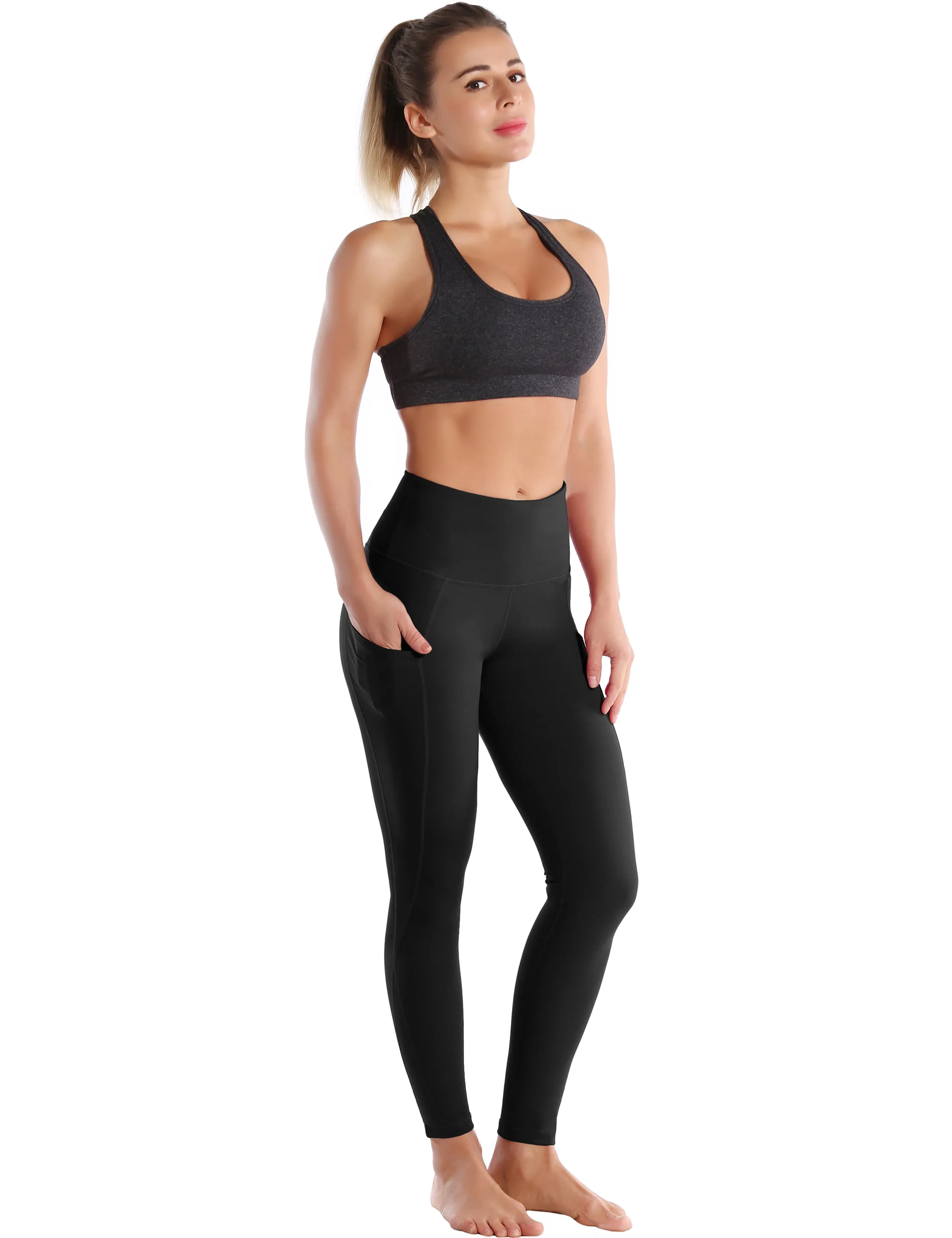 High Waist Side Pockets Pilates Pants jetblack_Pilates