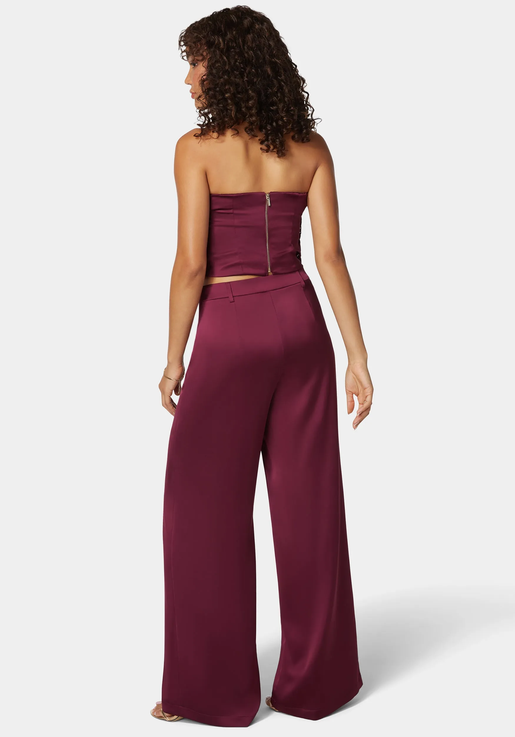 High Waist Ultra Wide Leg Satin Pant