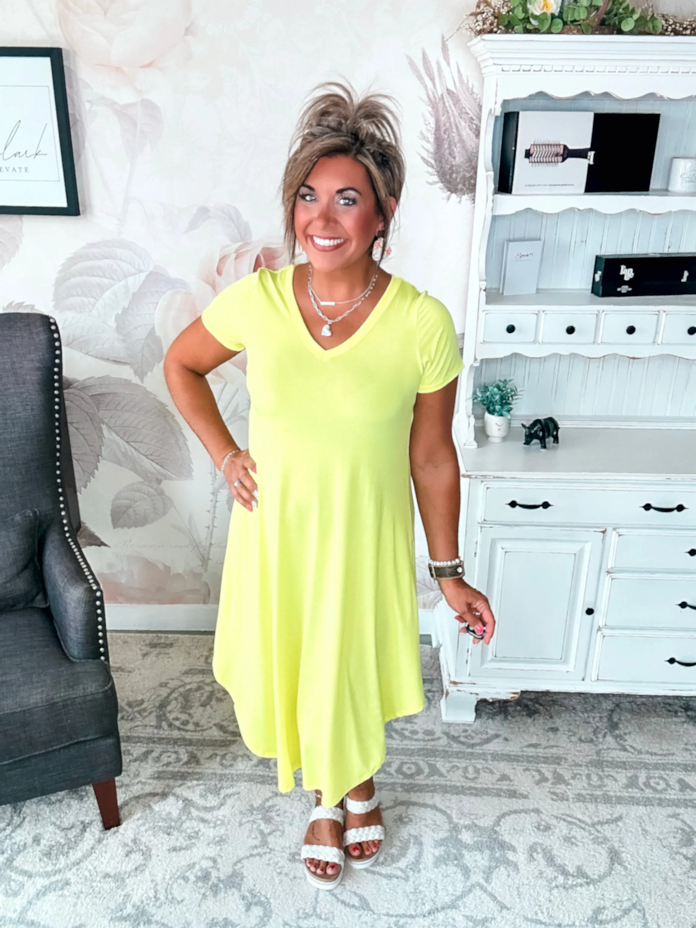 Hold Onto Hope Dress - Neon Yellow