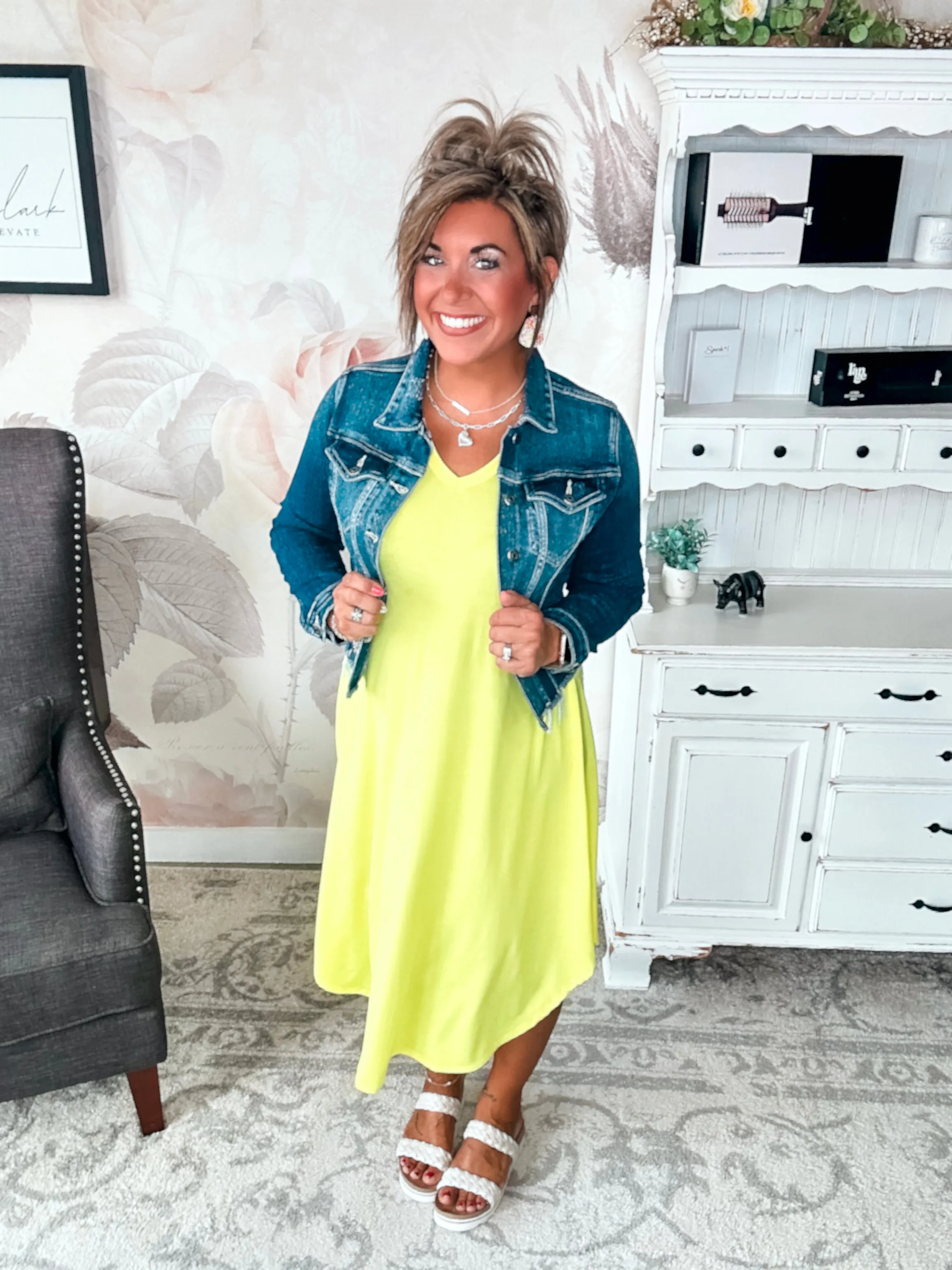 Hold Onto Hope Dress - Neon Yellow