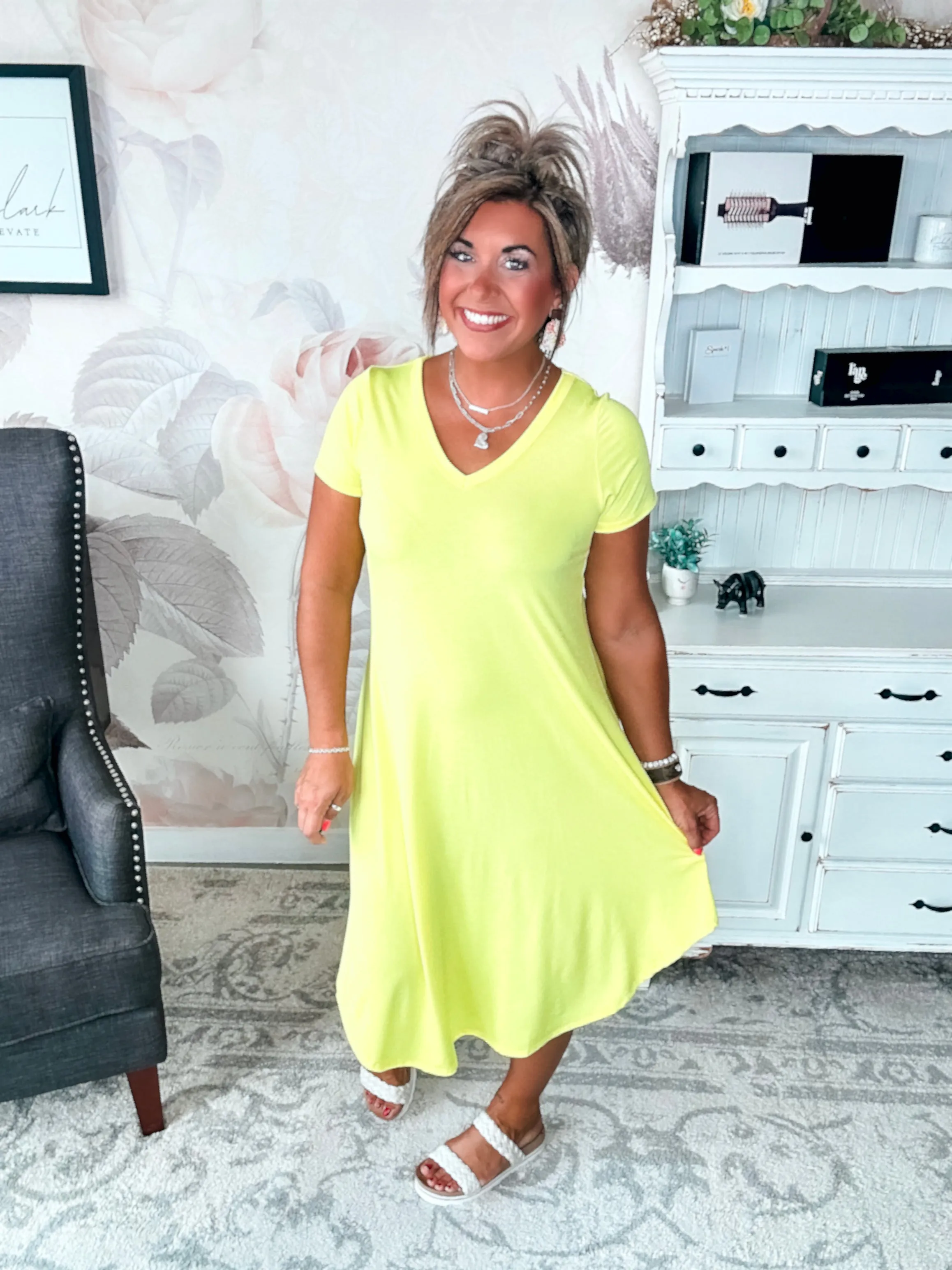 Hold Onto Hope Dress - Neon Yellow