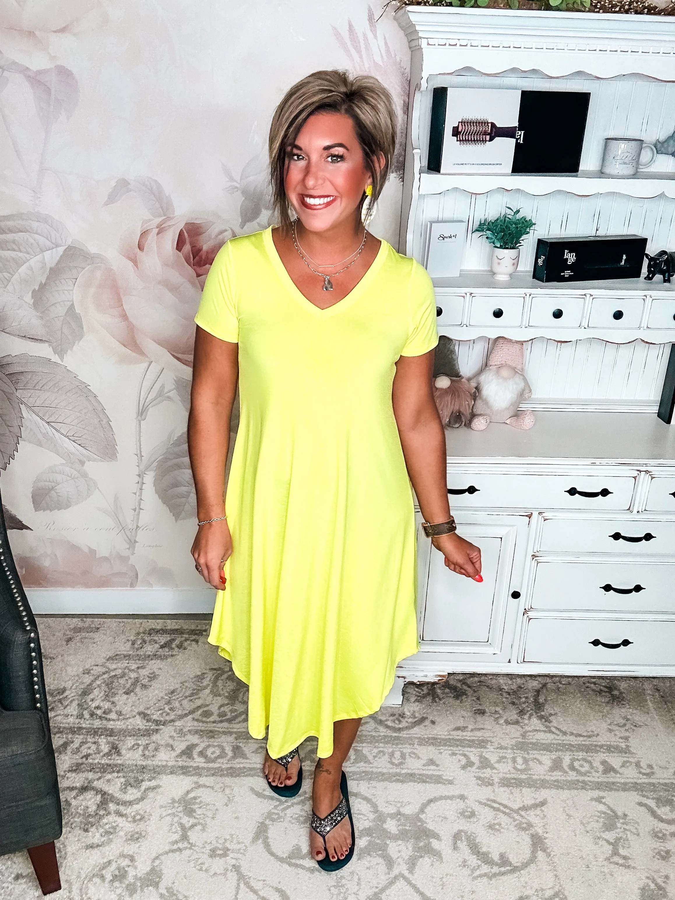 Hold Onto Hope Dress - Neon Yellow