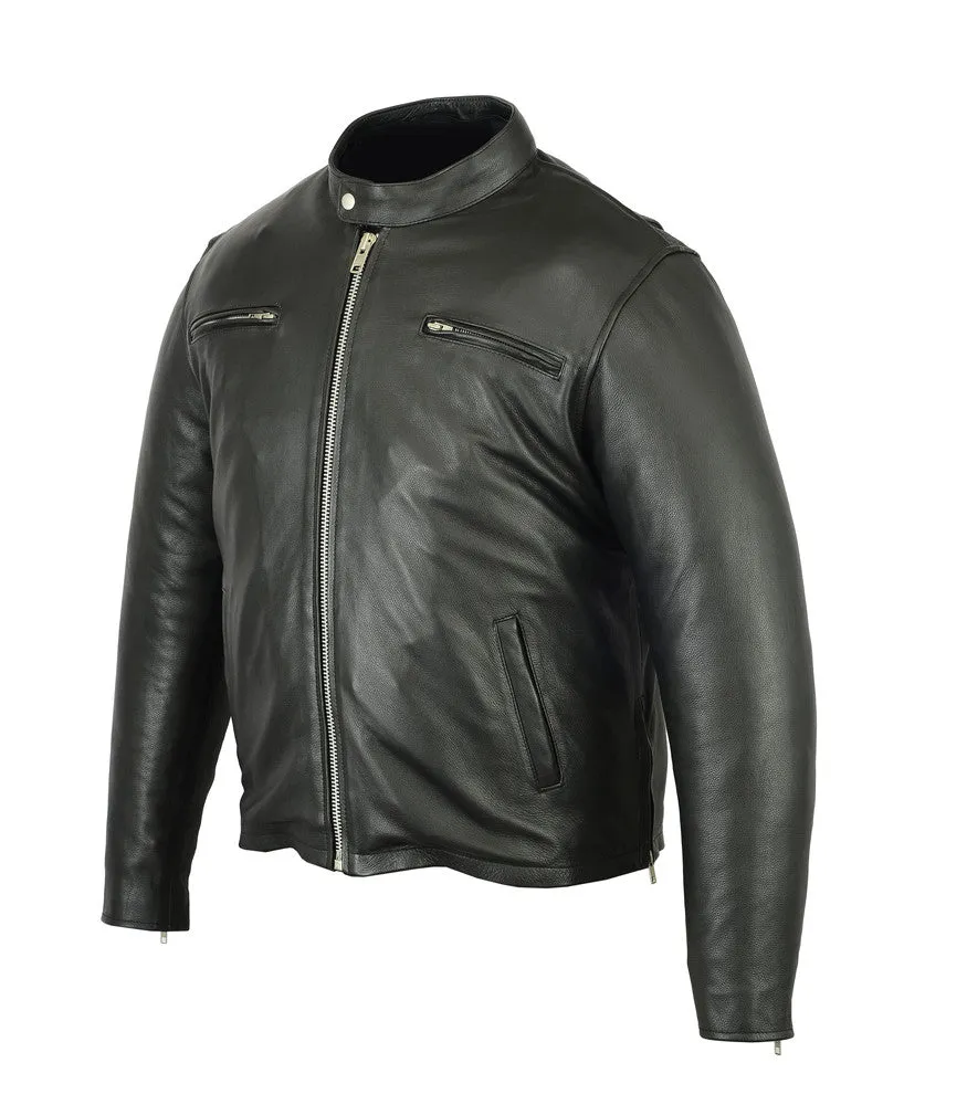 Hooded (removable) Leather Jacket Mens