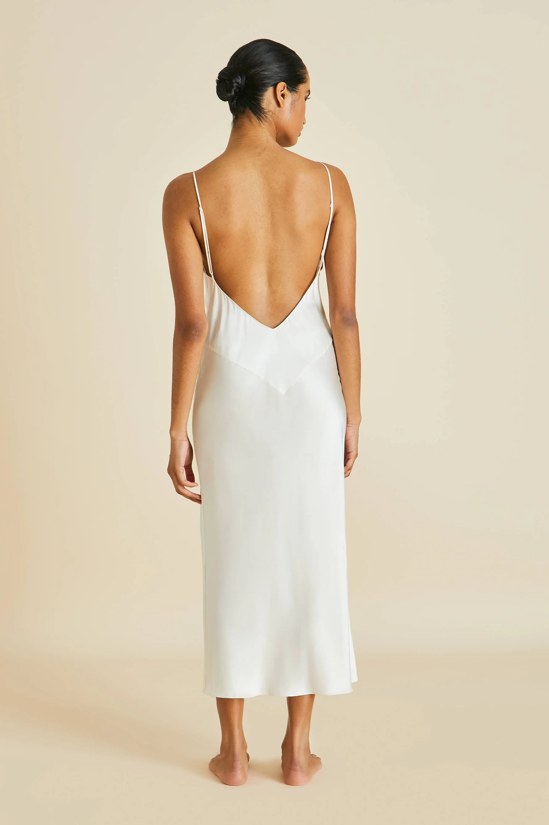 Issa Ivory Slip Dress in Silk Satin