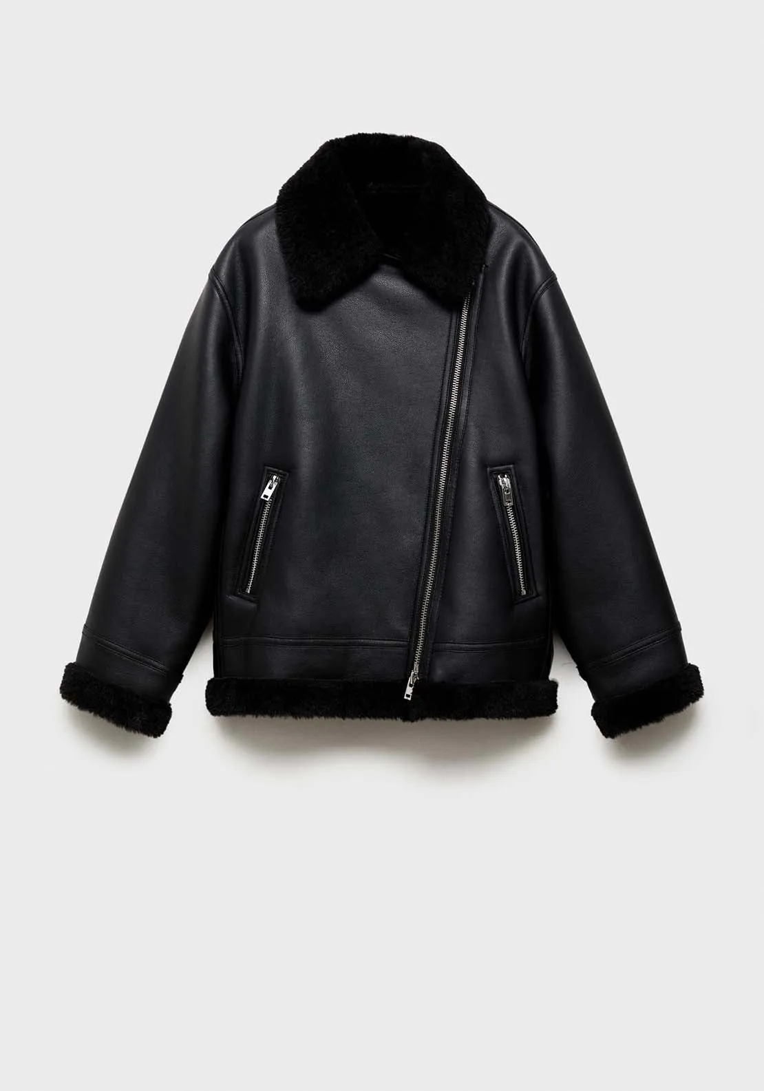 Jacket with shearling-effect lining - Black