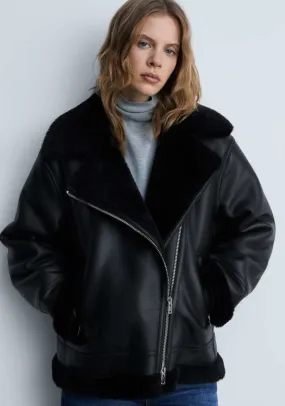 Jacket with shearling-effect lining - Black