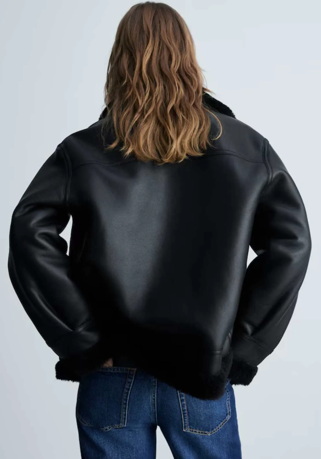 Jacket with shearling-effect lining - Black