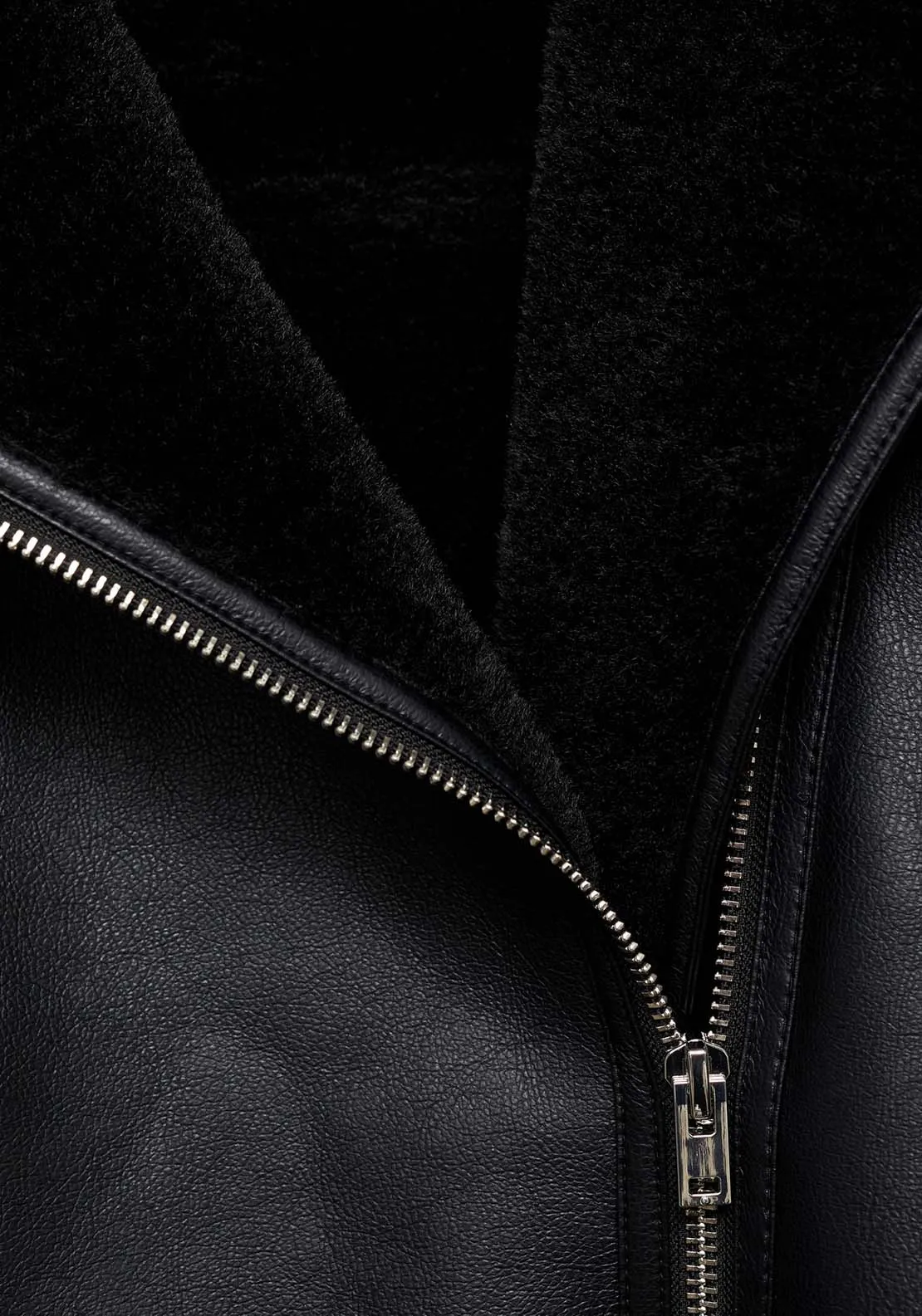 Jacket with shearling-effect lining - Black