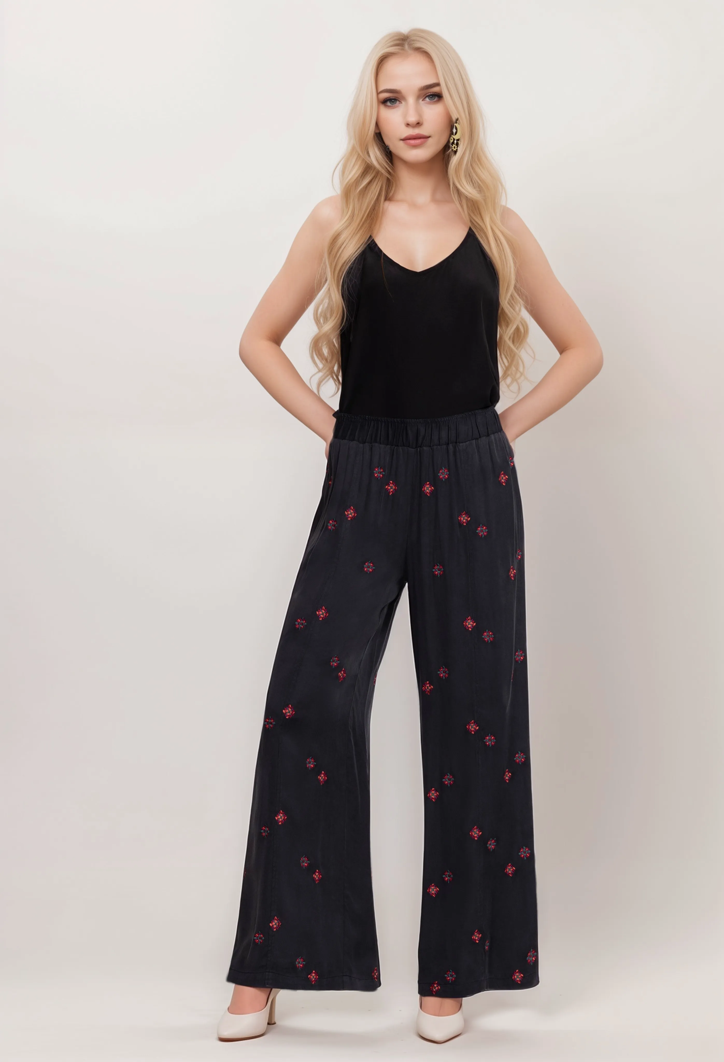 Johnny Was Workshop Maxine Seamed Wide Leg Pant W60423 Boho Chic