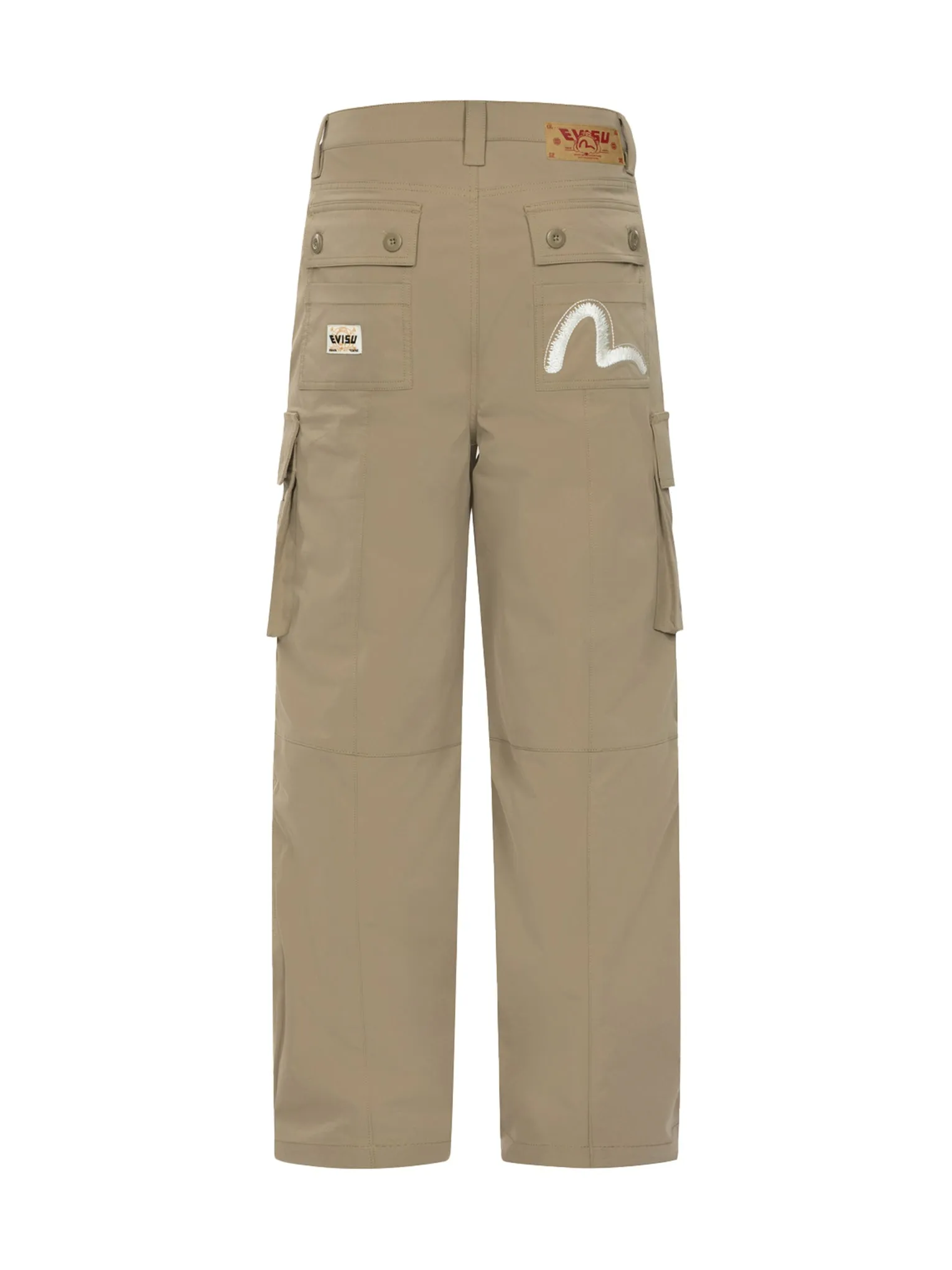 Kamon and Seagull Embroidery Loose Fit Cargo Pants