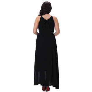 Ketty More Women Sleeveless A-Line Chiffon Plus Size Black-KMWD280