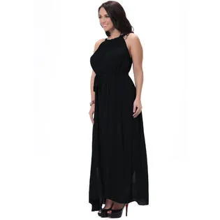 Ketty More Women Sleeveless A-Line Chiffon Plus Size Black-KMWD280